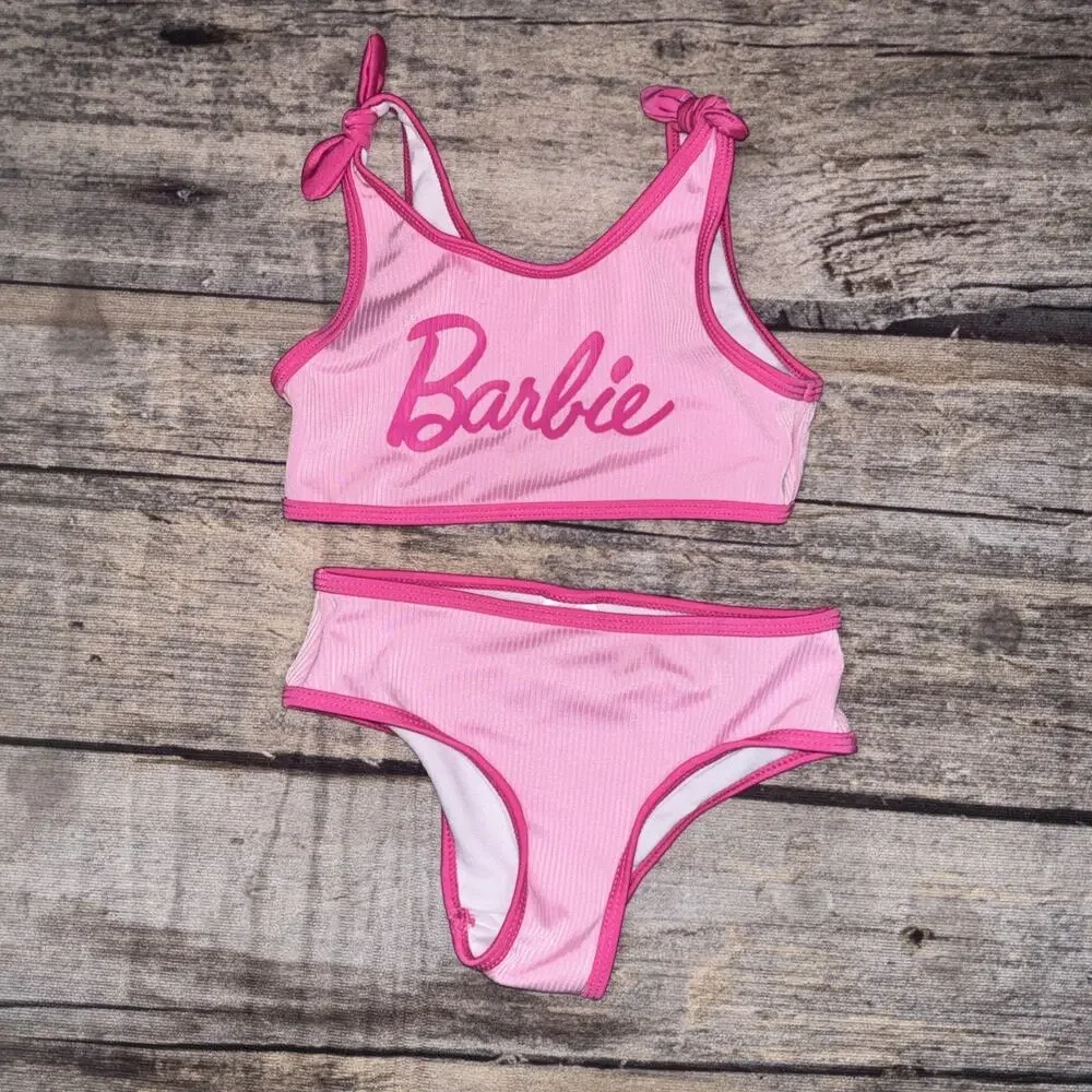 Barbie Girls 2 Piece Swim Suit Size 5T Pink